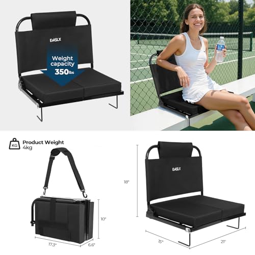 Stadium Seats with Back Support Bleacher Chairs with Back and Cushion, Bleacher Seat with Adjustable Backrest and Portable Folding Cushion for Sports Events
