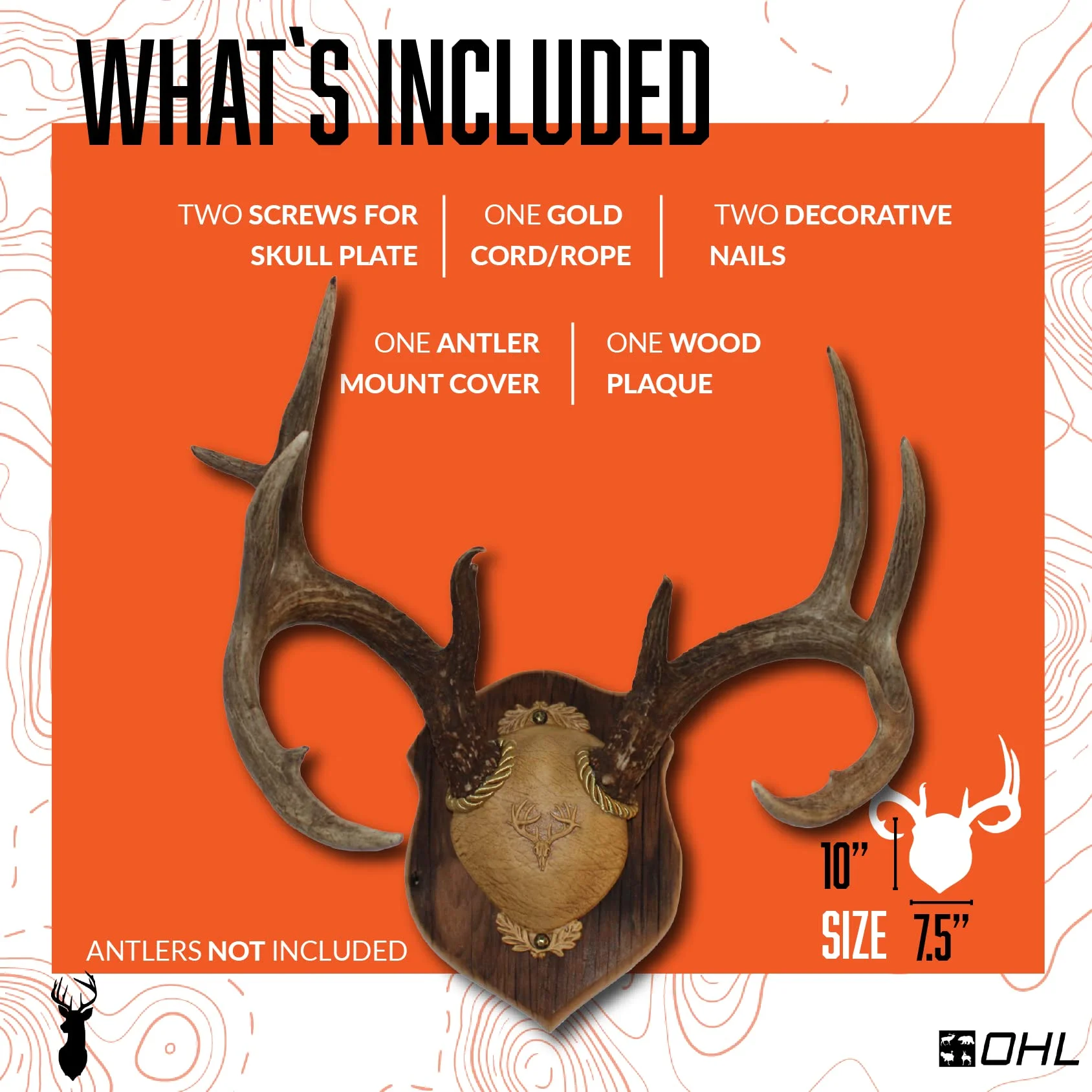 Outdoor Hunting Lab Deer Antler Mounting Plaque - Solid Old Barnwood for Mule Deer and Whitetail Deer 10