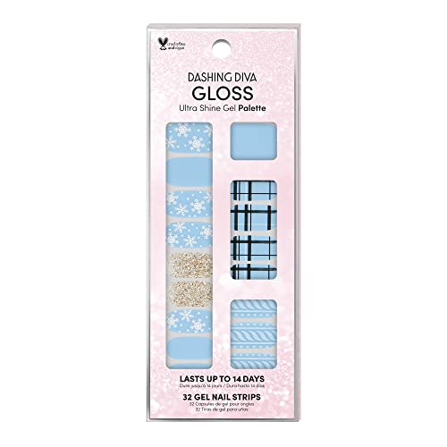 Dashing Diva Gloss Nail Strips - Santa Baby | UV Free, Chip Resistant, Long Lasting Gel Nail Stickers | Contains 32 Nail Wraps, 1 Prep Pad, 1 Nail File
