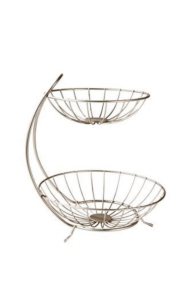 spectrum diversified yumi fruit stand, tiered server, fruit baskets, 2 tier, satin nickel