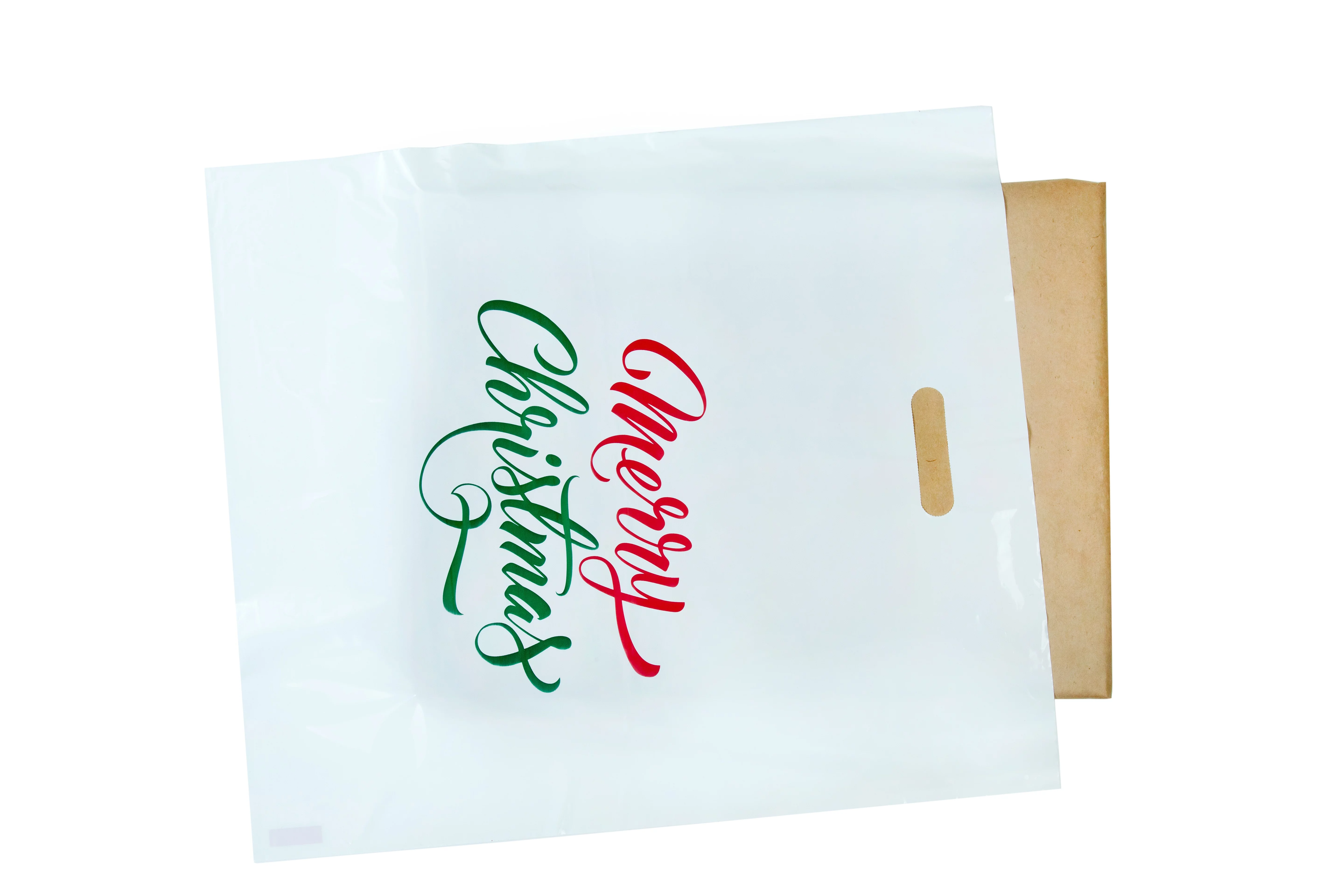 Infinite Pack Christmas Gift Bags Holiday White 16x18 with Die Cut Handle Party Favor Bag Merry XMAS Goodie Candy Treat Bags Reusable Plastic Bags for Boutique Retail Shopping Bags 100 Pcs