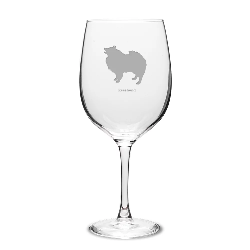 Keeshond Deep Etched 19 oz Classic Red Wine Glass