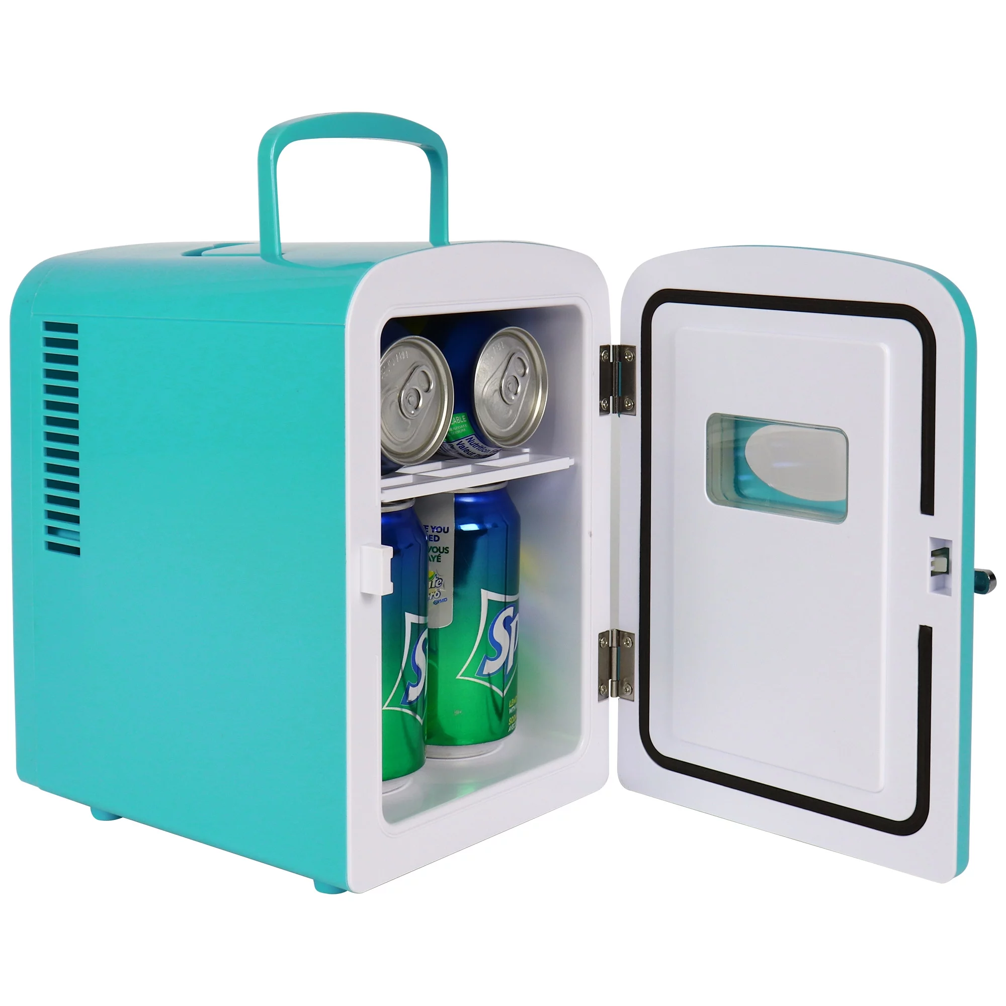 Koolatron Retro Mini Portable Fridge, 4L Compact Refrigerator Personal Cooler, Aqua