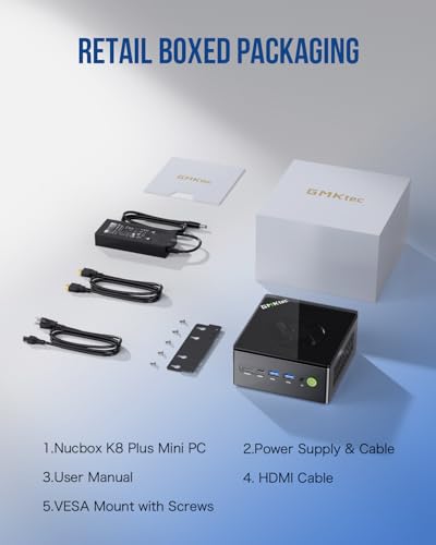 GMKtec M5 Plus Mini PC, AMD Ryzen 7 5825U (Upgraded 7430U/ 5700U), 16GB RAM&512GB PCIe3.0 SSD Desktop Computer with Dual 2.5G LAN, BT 5.2, WiFi 6E, Triple Display/Home & Office