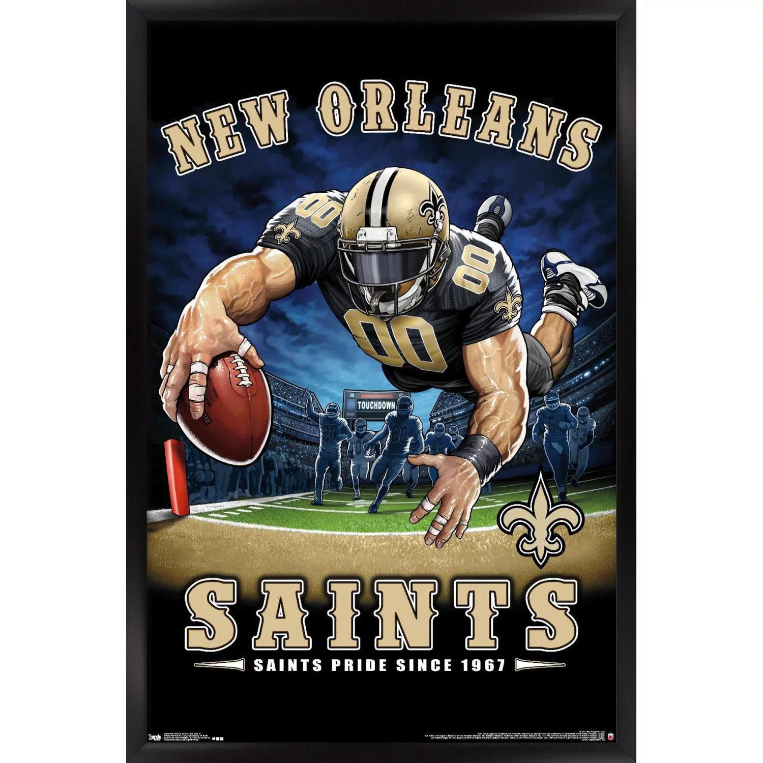 New Orleans Saints 24.25'' x 35.75'' Framed Mascot Endzone Poster