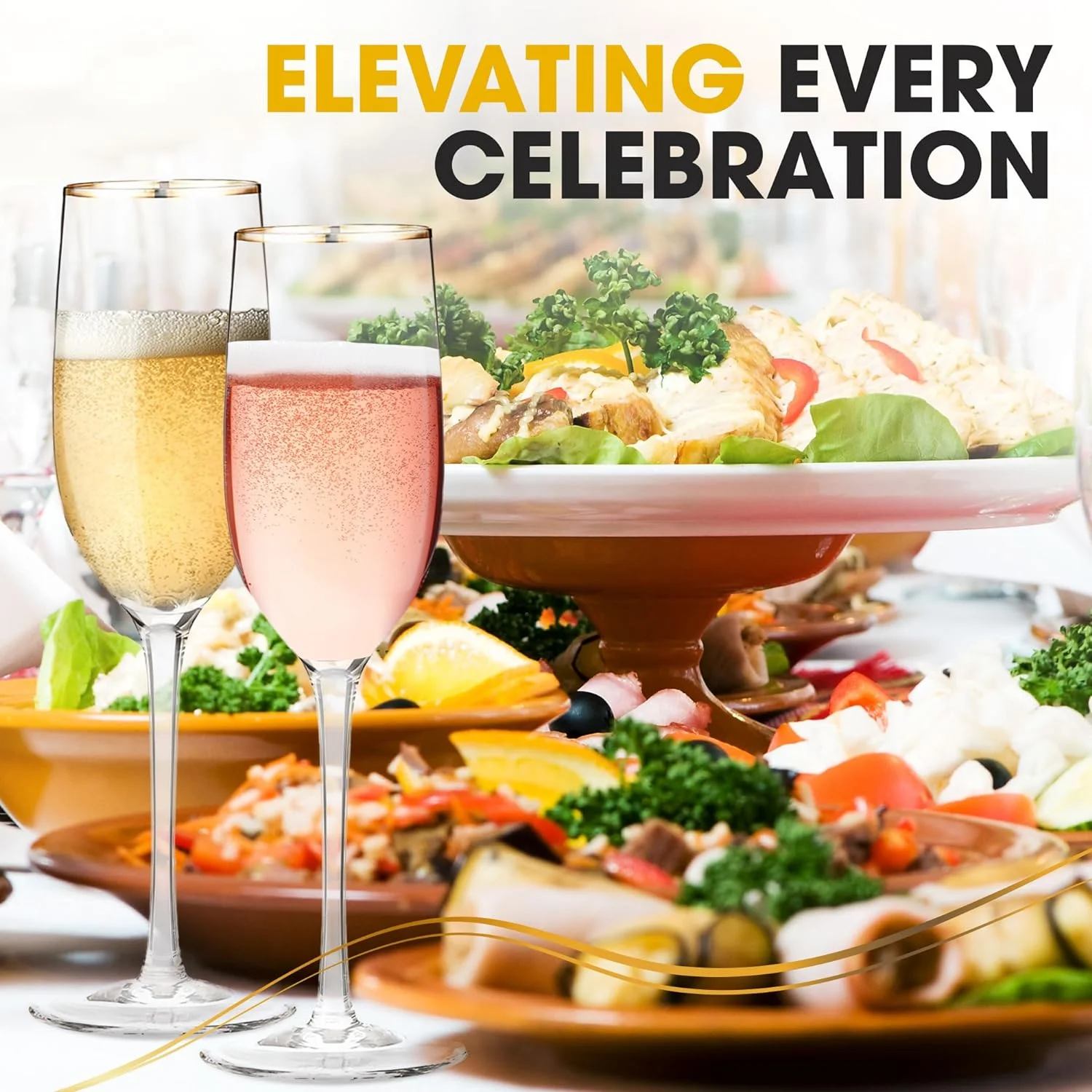 Premium Champagne Flutes - Crystal Champagne Glasses With Rim - 7.7 Oz Each (Set Of 2)