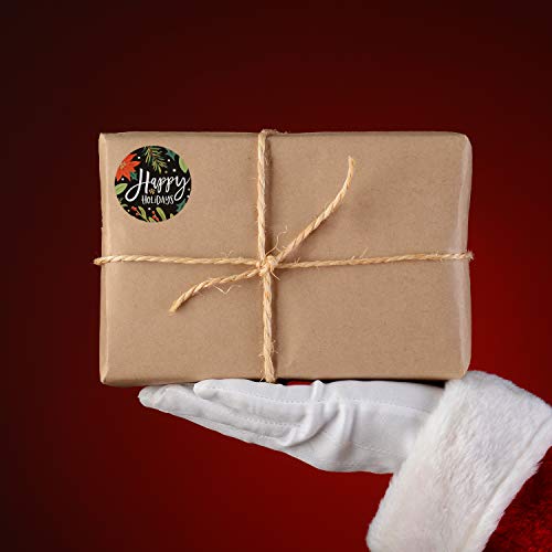 Brown Kraft Holiday Pine Stickers / 500 Classic Christmas Stickers / 6 Alternating Rustic Winter Holiday Labels / 1.5