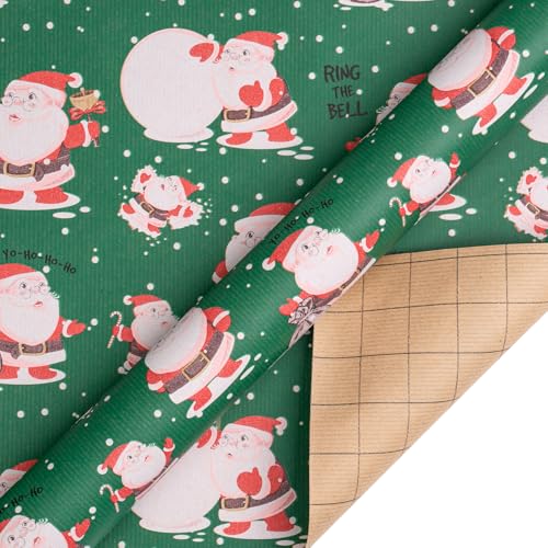 RUSPEPA Christmas Kraft Wrapping Paper - Owl, Reindeer, Christmas Ball and Text Design - 4 Rolls - 30 inches x 10 feet per Roll