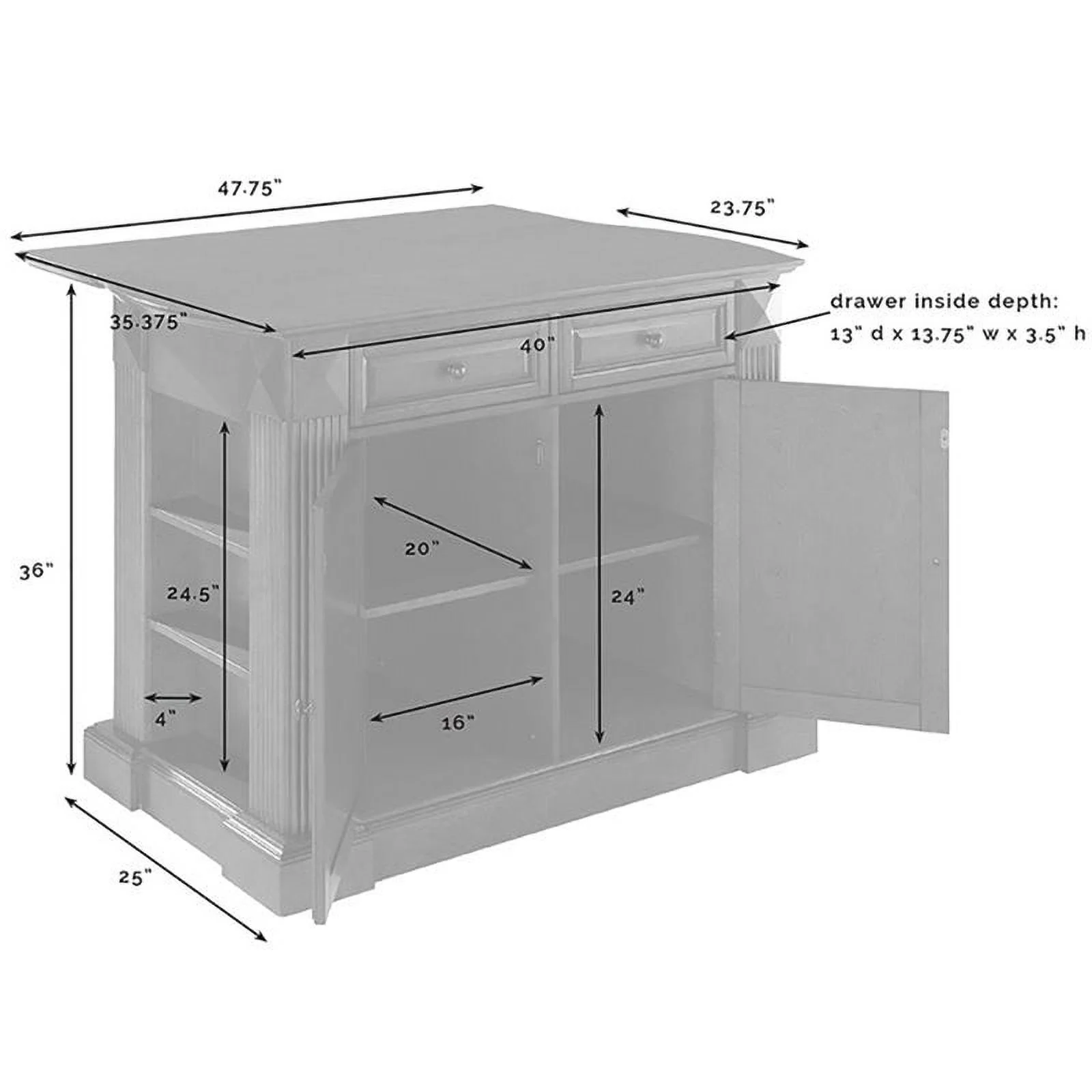 Pemberly Row Wood Drop Leaf Breakfast Bar Kitchen Island with Stools in White