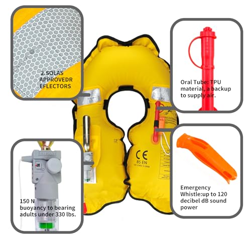 Automatic Inflatable Life Jacket|Life Vest for Adults|PFD Low Profile|Supports up to 330 lbs(YSH709)