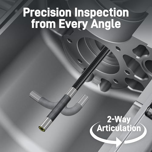 Teslong Two-Way Articulating Borescope with Light, Industrial Endoscope Inspection Camera with Articulated Probe, Flexible Mechanic Fiber Optic Snake Scope Cam for Wall Automotive Engine Inspect-5FT