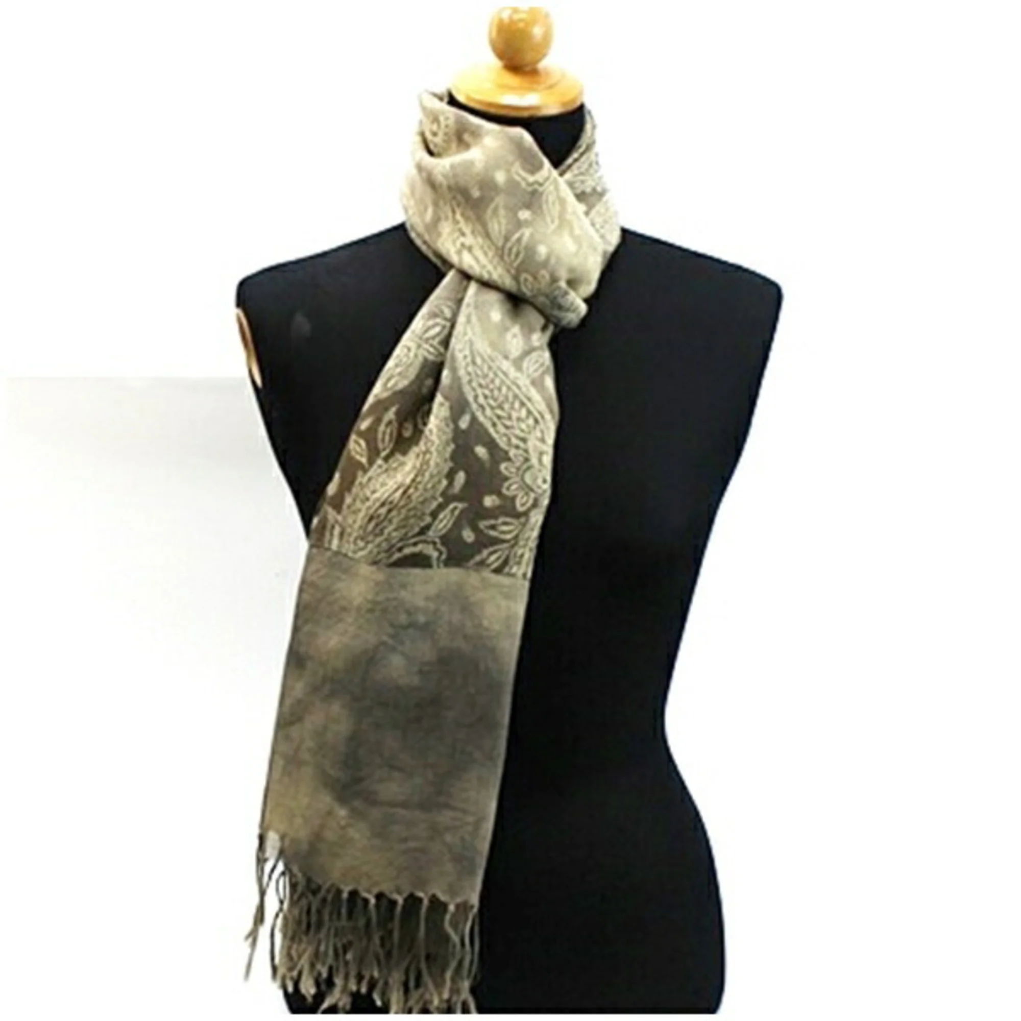 Pre-Owned Giorgio Armani Large Scarf Muffler Shawl Gray Paisley Pattern Wool x Silk GIORGIO ARMANI Women's Men's (Good)