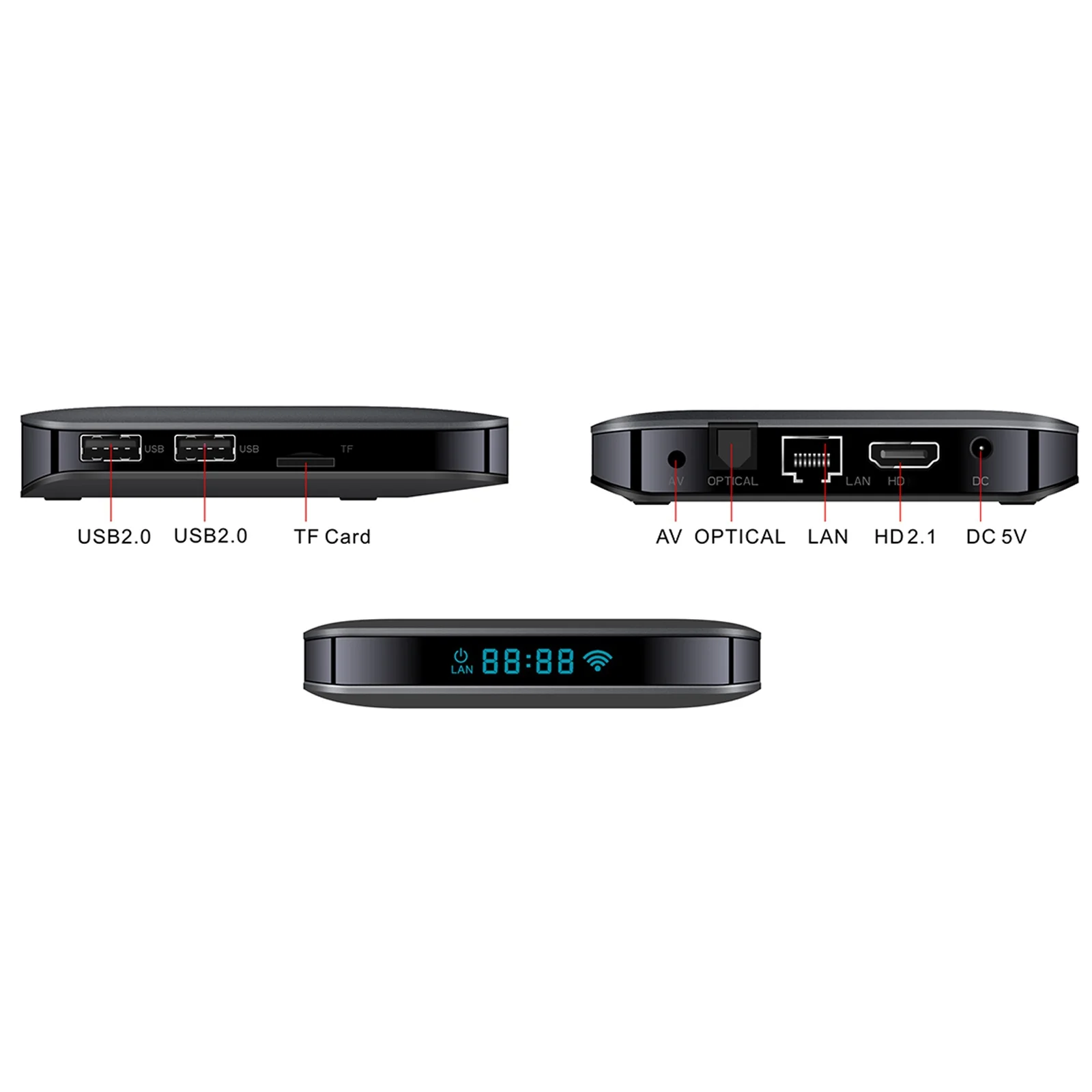 ammoon Internet TV set-top box,11.0 Smart Bt5.0 Uhd 4k Dual-band Wifi Av1 Vp9 S905w2 4k Dual-band A95x F3 Air Android 11.0 Box With Android Tv Box With Ii Smart Tv Set- Box A95x Tv Set- Box