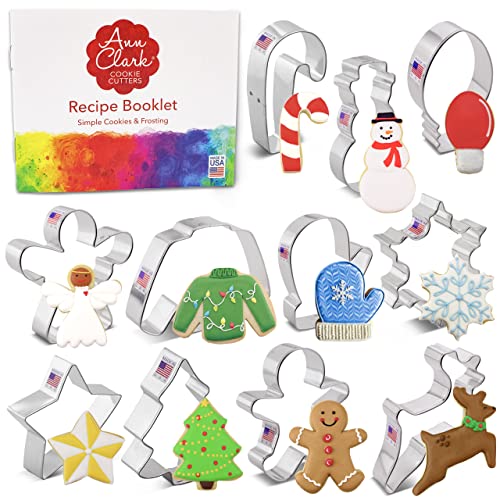 Ann Clark Cookie Cutters Christmas Cookie Cutters 3-Pc. Set Made in USA, Snowflake, Gingerbread Man, Christmas Tree
