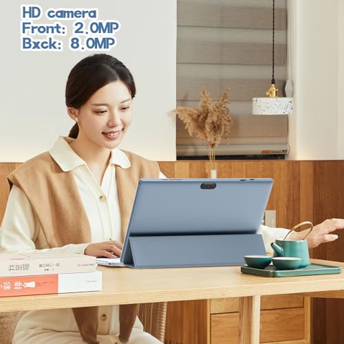 Tablet 2 in 1 Tablets 10 inch Android 14 Tablet Set with Keyboard Case Mouse Stylus Film, 8GB+64GB Tablets 10.1