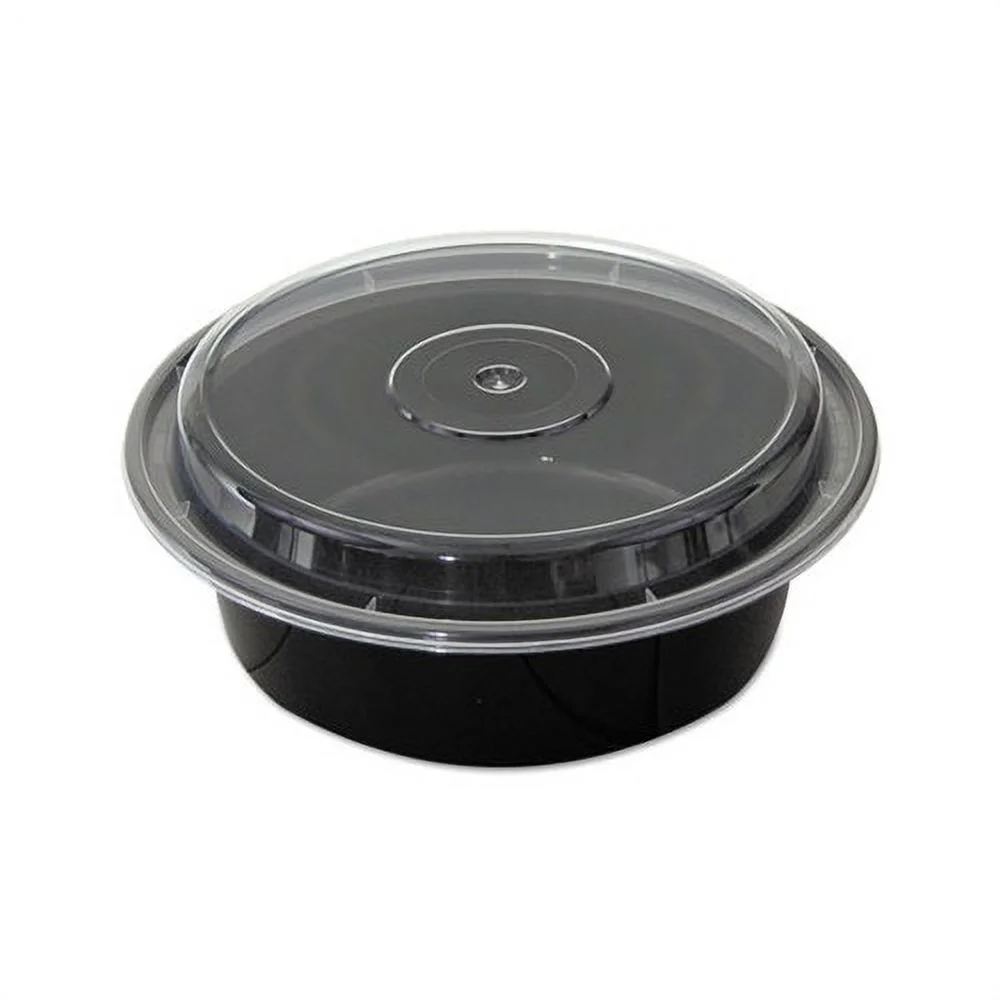 VERSAtainers 32 oz, 7" Diameter x 2"h, Black/Clear, 150/Carton