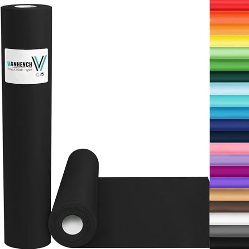 Vanhench Black Wrapping Paper, 17.5