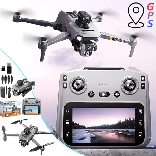 GPS Drone with Camera, 4.5 inch Screen Remote Controller Quadcopter Drones for Adults Beginner, Brushless Motor, 5G Wi-Fi Transmission