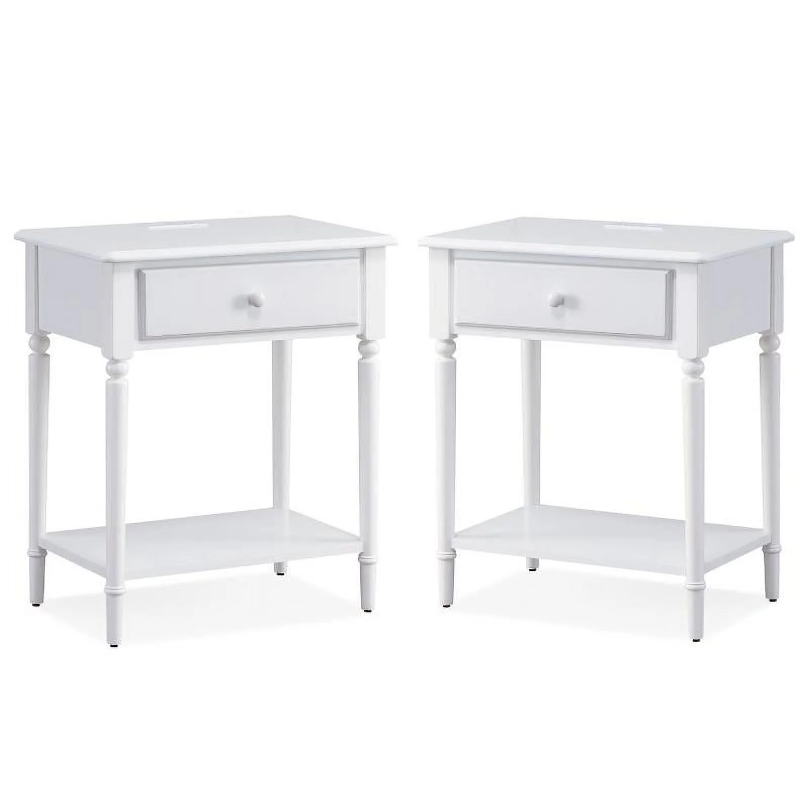 Home Square 2-Piece Furniture Coastal Notions Orchid White Nightstand Set