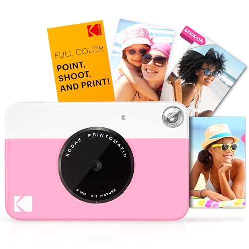 KODAK Printomatic Full-Color Instant Print Camera Starter Bundle + Carrying Case + Zink 20pk Photo Paper - Colorful Photos On 2x3 Sticky-Back Paper - Fun Gift for Birthday Christmas Holiday - Blue