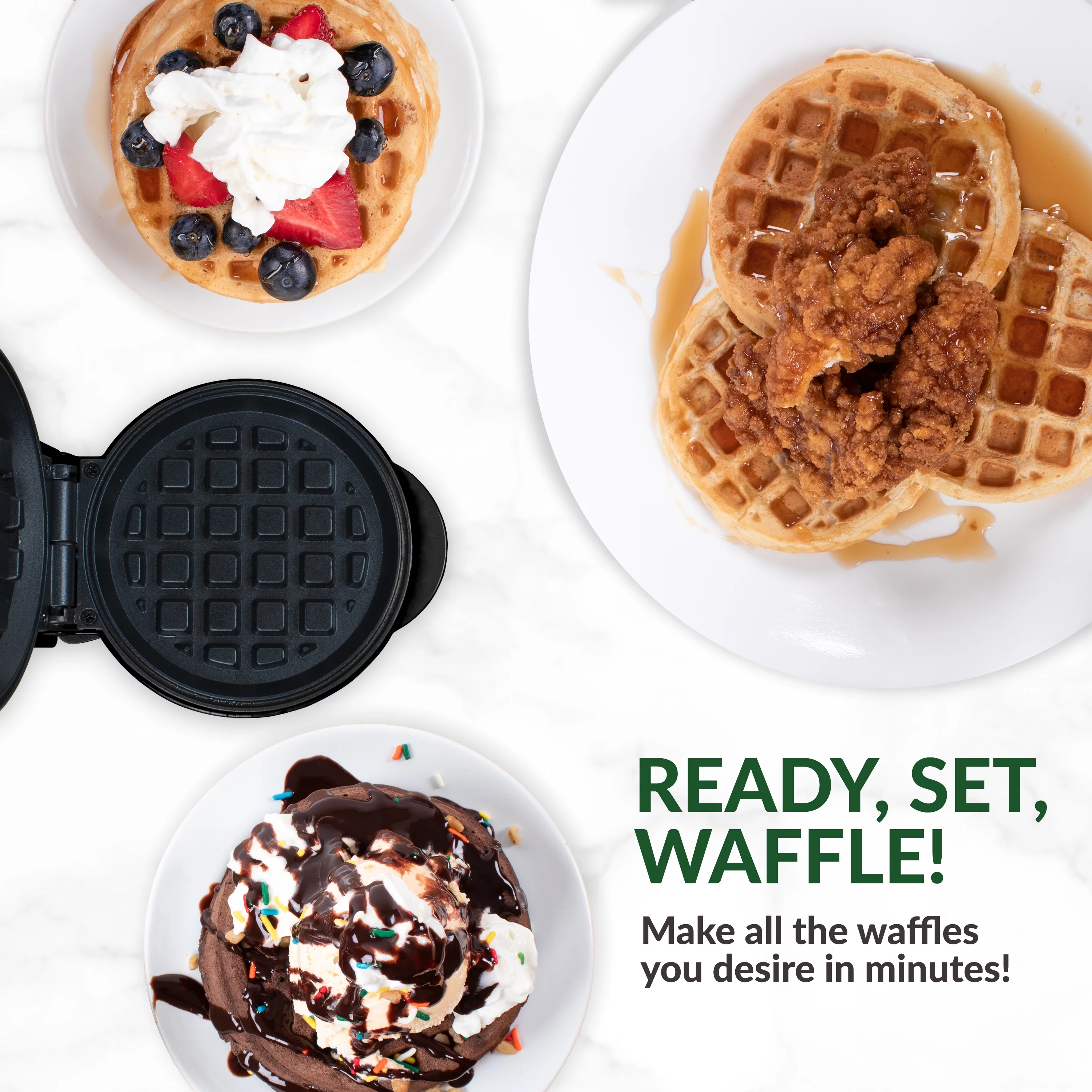 MyMini Camouflage Personal Home Waffle Maker, Camo