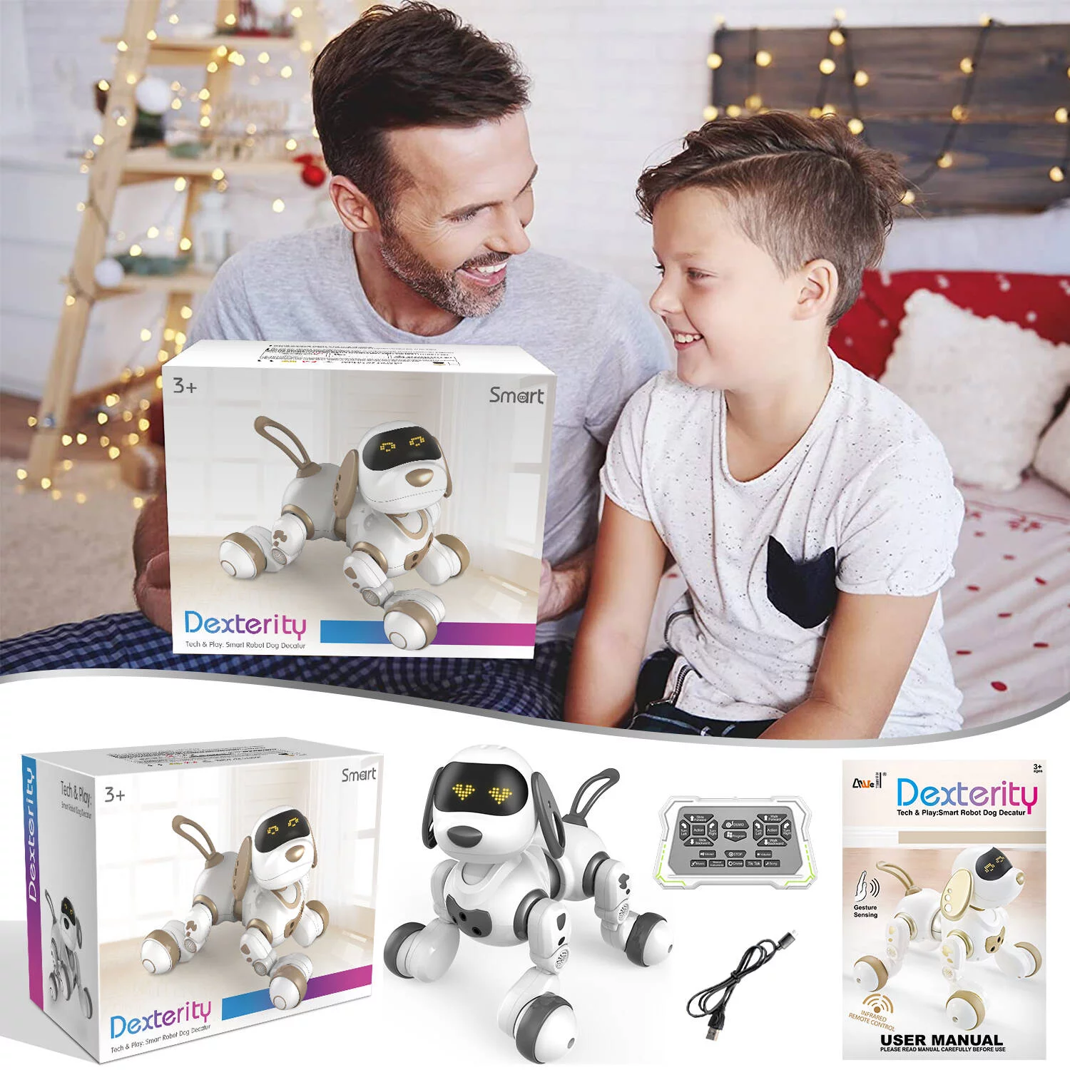 Remote Control Robot Dog Toy with Touch Function and Programmable,Smart Interactive Stunt Robot Dog Toy