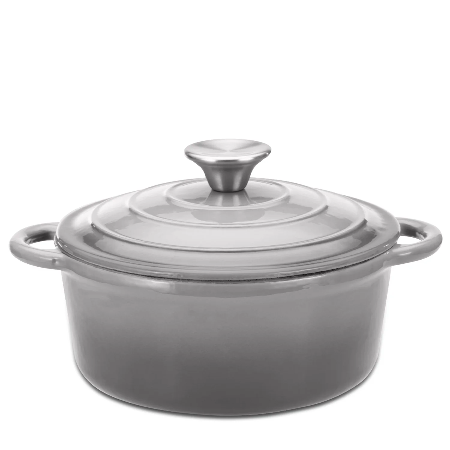 Hamilton Beach Enameled Cast Iron Dutch Oven Gray (3-Quart) | Cream Enamel Coating Dutch Oven Pot with Lid | Cast Iron Dutch Oven with Even Heat Distribution | Easy Grip to Handles & Multipurpose