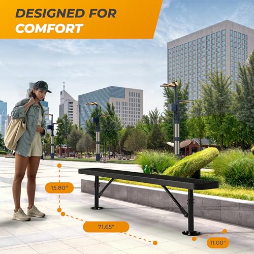 Heavy-Duty Outdoor Metal Bench, Thermoplastic-Coated, Portable, Weatherproof, Commercial-Grade for Parks, Gardens, Patios, Stores & More (6 Ft - Portable, Green)