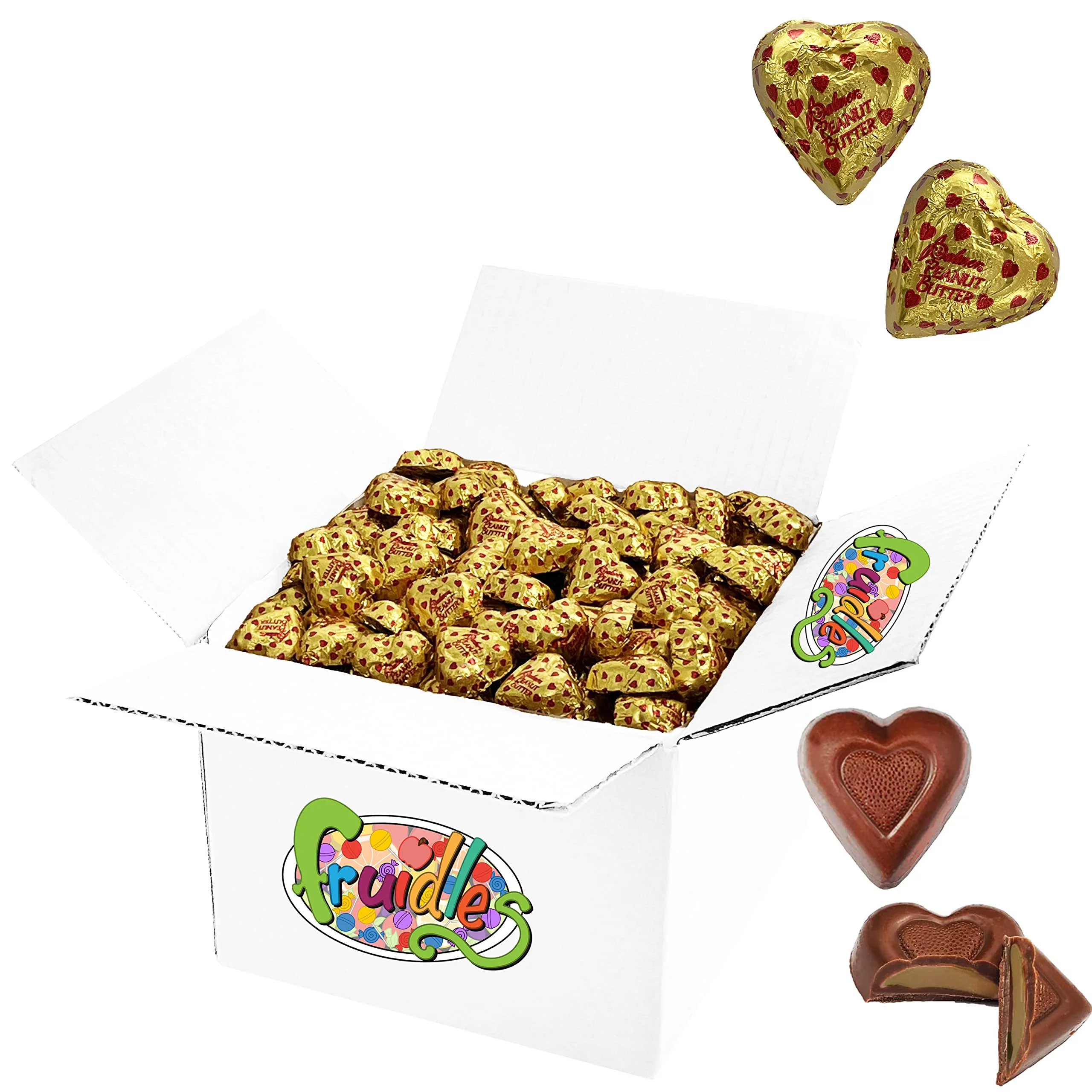Valentine,S Milk Peanut Butter Chocolate Hearts, Milk Creamy Chocolaty Hearts, Holiday Treats, Individually Wrapped Foils, Kosher Certified Dairy (5 Pounds (Bulk))