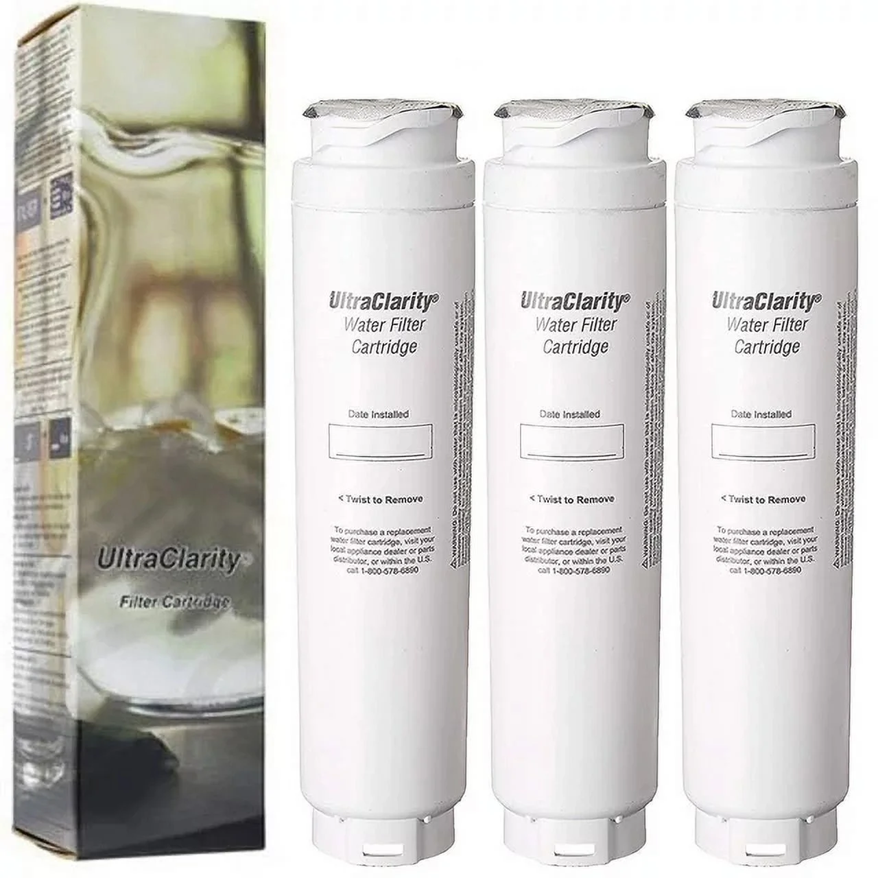 3 Pack Bosch / Cuno 9000 077104 9000 194412 Ultra Clarity Replfltr10 Refrigerator Water Filter