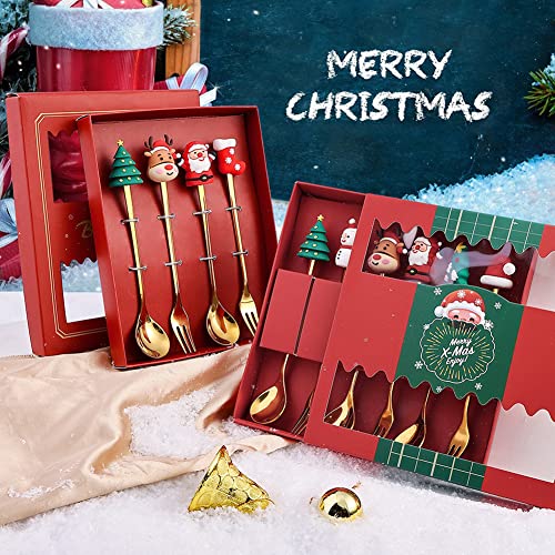 Stainless Steel Christmas Tree Tea Spoon Set - 6pcs (Xmas Coffee, Dinner, Dessert, Stirring, Ice Cream) Creative Tableware Gift, Holiday Party Supply
