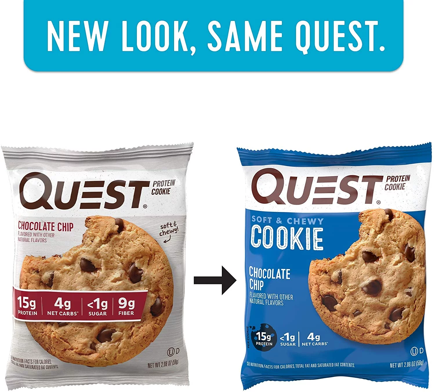 Quest Nutrition Chocolate Chip Protein Cookie, Keto Friendly, High Protein, Low Carb, Soy Free, 12 Count 