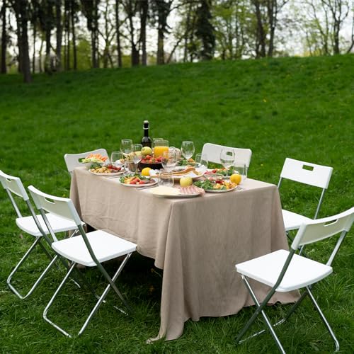 SKOK 330lbs Folding Picnic Table 8 Foot, 8FT Long Plastic Picnic Table Portable with Carry Handle, White Tailgating Utility Commercial Craft Table with Heavy Duty Frame for Party & Events