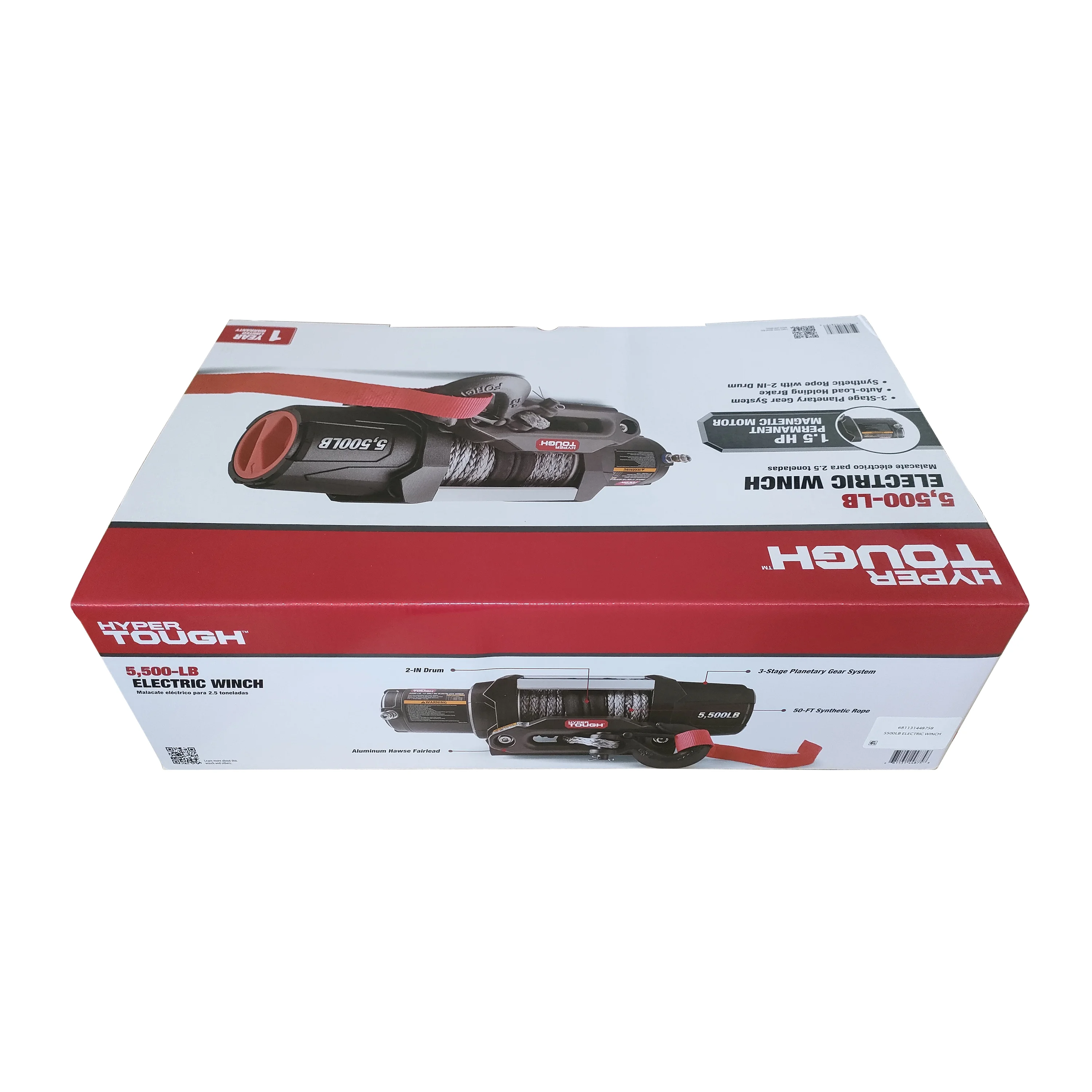 Hyper Tough 5500 lb 12V DC Electric UTV Winch with 50ft. Synthetic Rope and Mounting Bracket