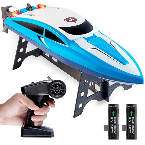 Force1 Velocity Blue Fast RC Boat- Remote Control Boats for Adults and Kids, Underwater Speed Racing Mini RC Boats for Pools and Lakes, 2.4GHZ Transmitter, 2 Rechargeable Batteries, Low Battery Alert
