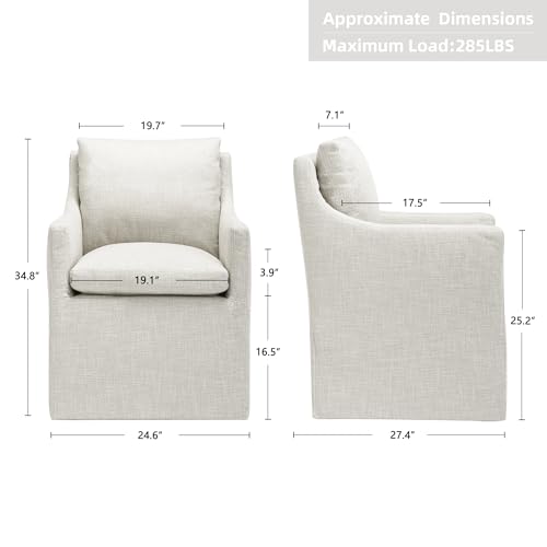 DUHOME Upholstered Dining Chair,Linen Accent Chair for Living Room,Single Sofa with 4 Casters,Upholstered Armchair for Bedroom Reading Waiting Kitchen Dining Room