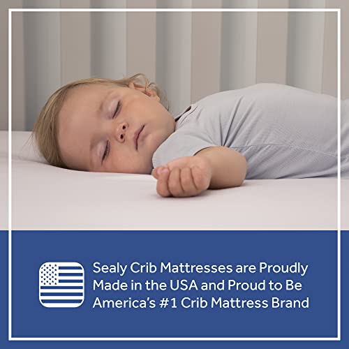 Sealy Baby Firm Rest Antibacterial Breathable Crib Mattress, Made in USA, GREENGUARD Gold Certified, 204 Steel Coils, 2 Stage, Toddler Bed Fit, Waterproof, Non Toxic, Safety & Quality Tested, 52x28