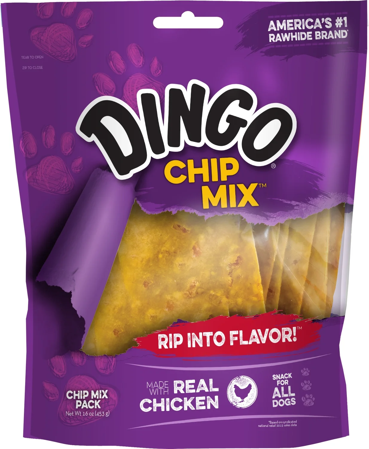 Dingo Chip Mix Rawhide Chews With Chicken for Dogs, 16 oz