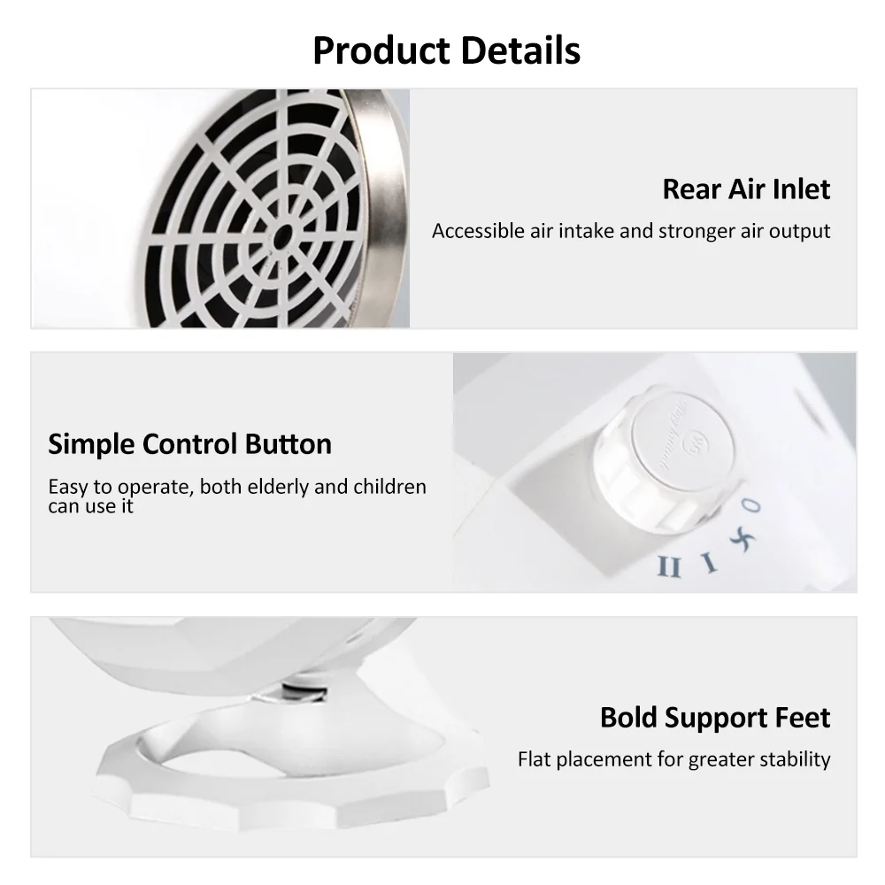 moobody Electric Warm Air Machine | 2000W Small Desktop Shaking Heater | Ceramic Heating | Low Noise | Winter