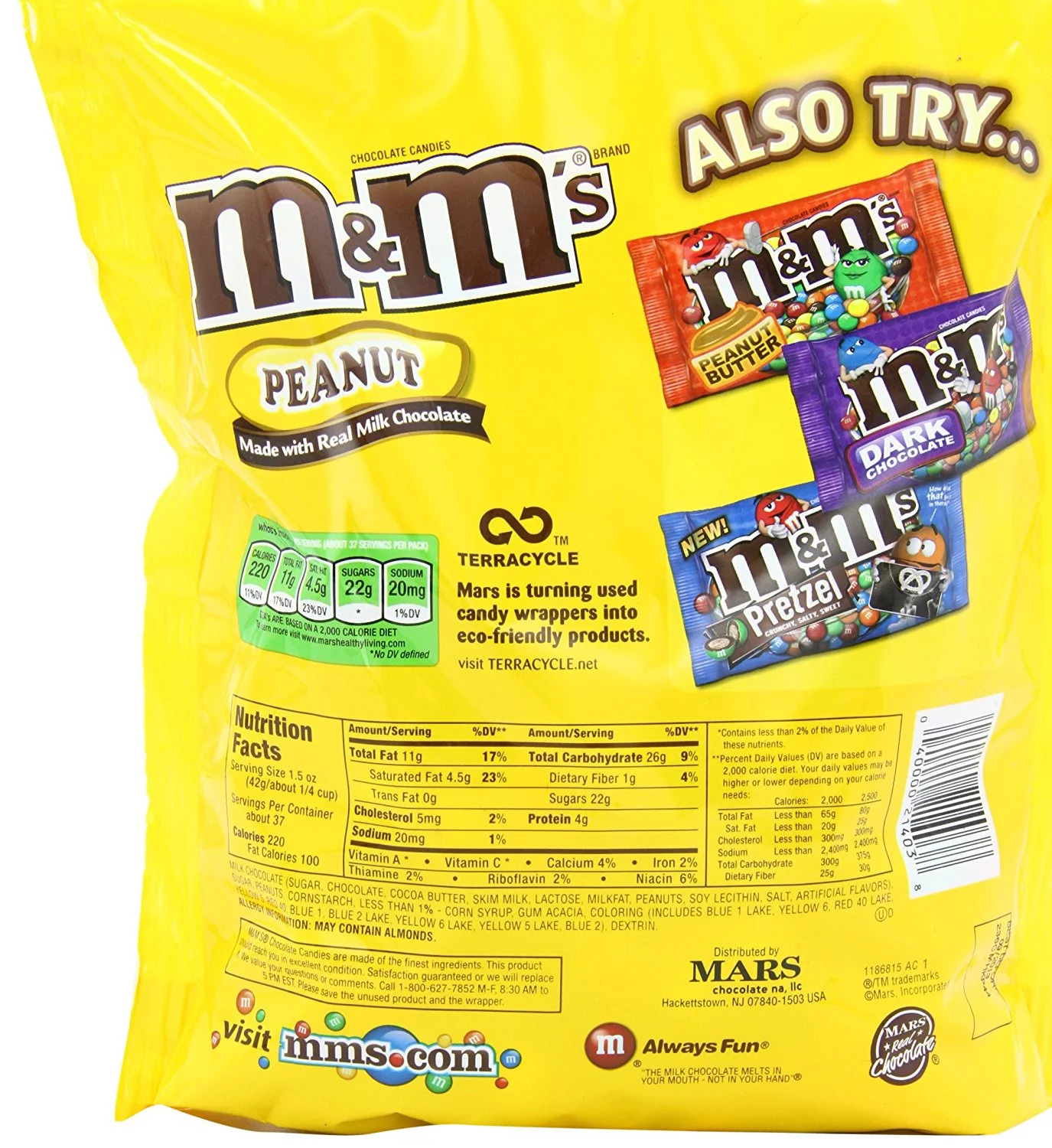 m&m peanut candy, 62 ounce