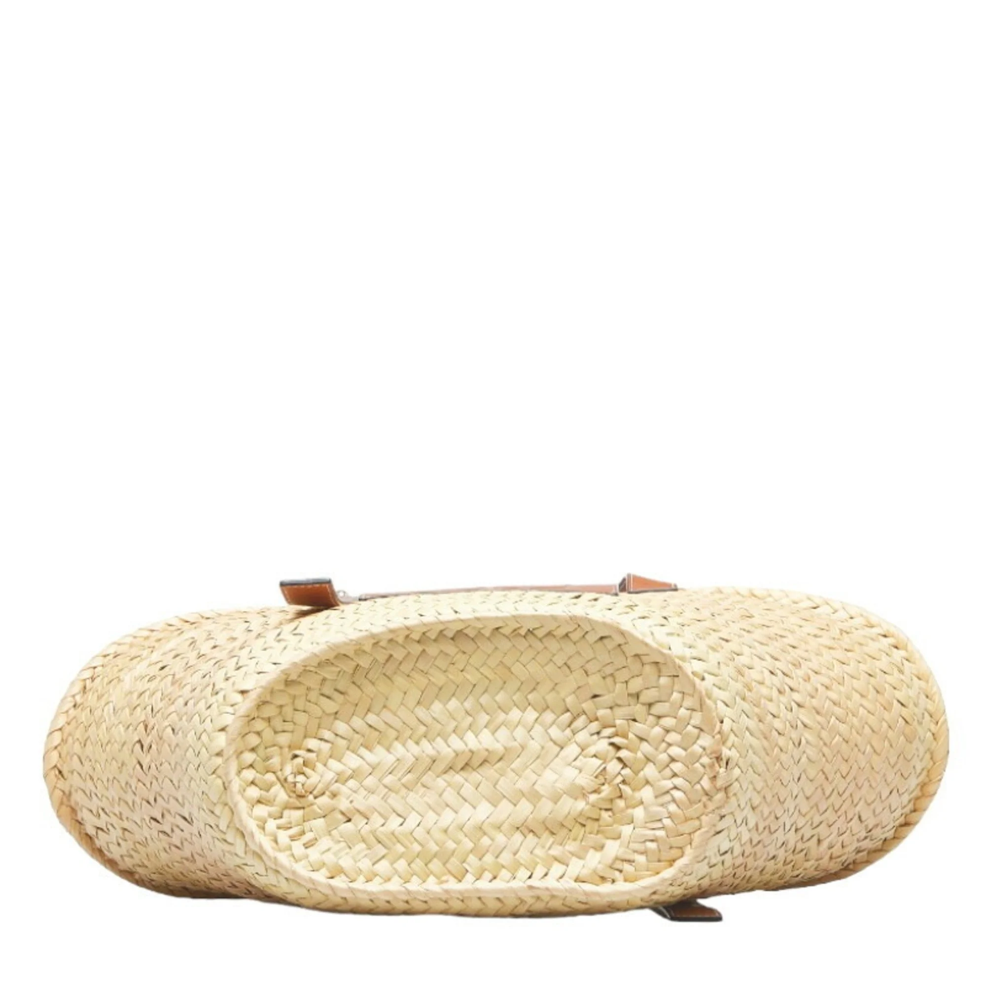 Pre-Owned Loewe Palm Leaf Basket Small Handbag Natural Brown Raffia Leather Ladies LOEWE (Good)