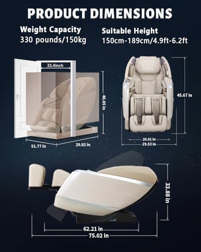 4D Full Body Massage Chair with Flexible 166° Track, Reading Light, 18 Massage Modes, 11 Techniques, 36 Airbags, Zero Gravity Recliner with Yoga Stretch and Foot Massage Grey