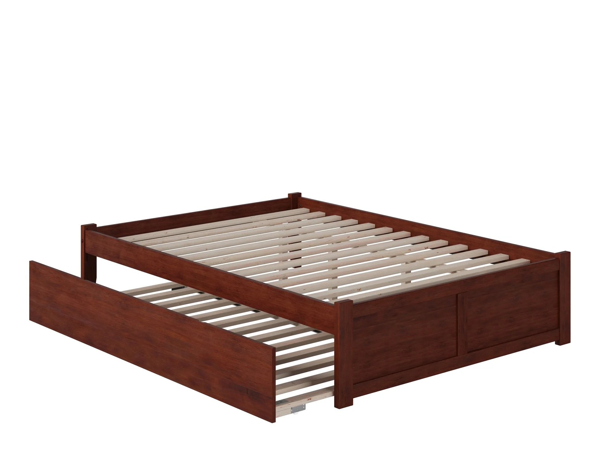 AFI Concord King Solid Wood Platform Bed with Footboard and Twin XL Trundle in Walnut