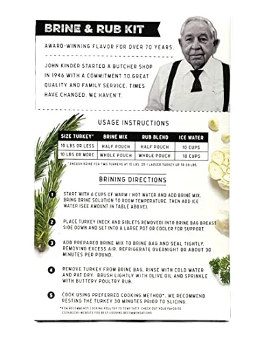 Kinder's Butcher's Organic Turkey Brine and Rub Kit with Brining Bag, 11.25-ounces 1 pack