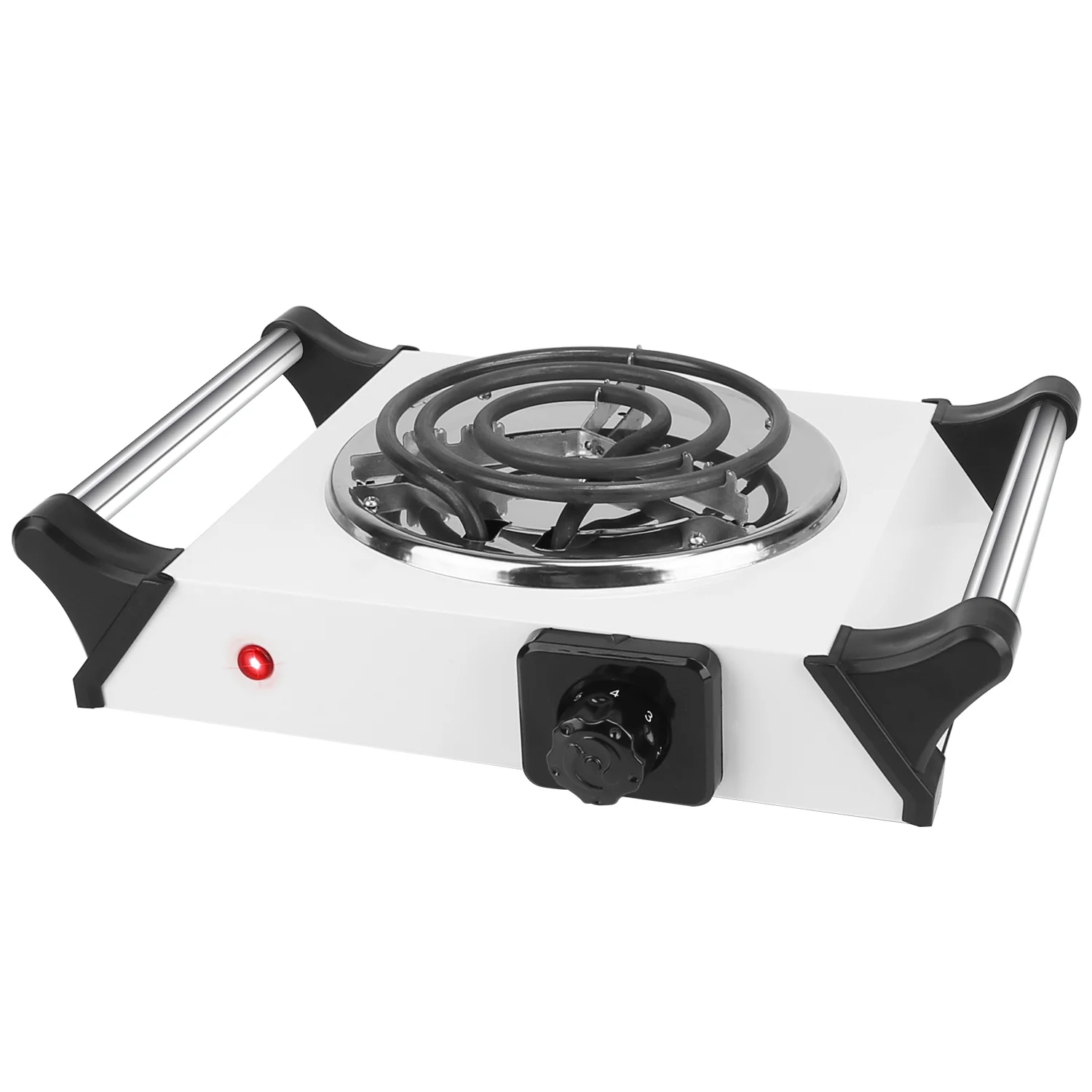 1000W Electric Single Burner iMounTEK Portable Electric Stove Countertop Hot Plate with 5 Temperature Adjustments Handles for Dorms Small Apartments RV Silver