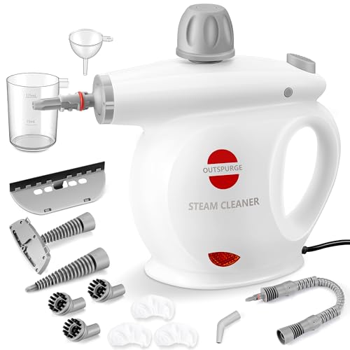 Handheld Steam Cleaner, Pressurized Multi-Surface Steam Shot with 13 Accessories, Safety Lock, Steamer for Cleaning Floor, Upholstery, Grout, Windows, Couch and Car, Grey