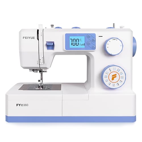 FEIYUE FYe320 Full Size Sewing Machine with Foot Pedal, Speed Control, Heavy Duty & Portable, LCD Display, 25 Built-in Stitches, 6 Bobbins & 5 Included Sewing Feet