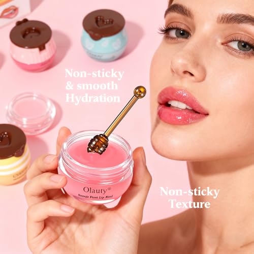 4 PCS Bee Lip Balm Honey Pot-Strawberry, Watermelon, Apple Lime, Honey Lip Mask Overnight Propolis Moisturizing,Vitamin E Prevention Cracked &Chapped Lips,Christmas Gifts Lip Balm