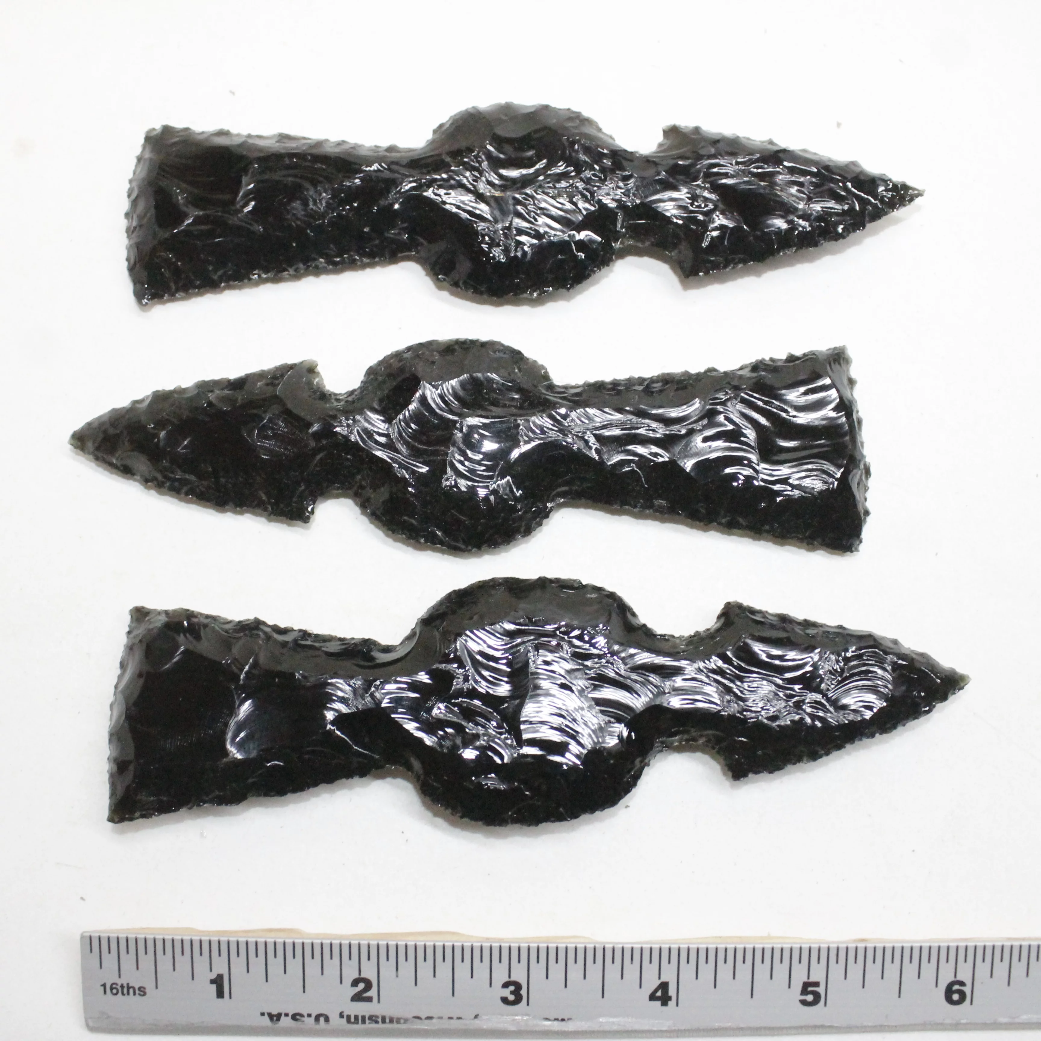 3 Obsidian Ornamental Tomahawk Heads #1410  Ax Axe Hatchet