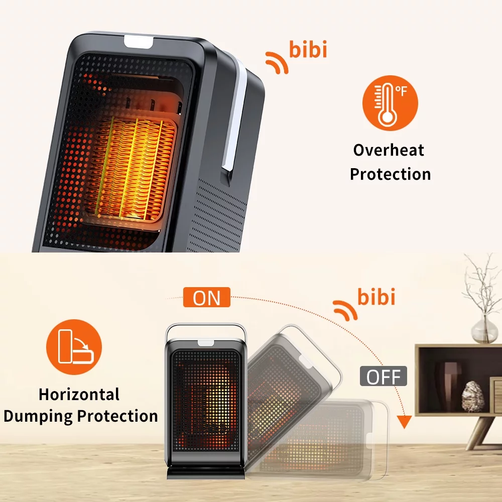 Walmeck Oscillating Space Heater, 8H Timer Remote Control, Overheat Protection, Warm air blower